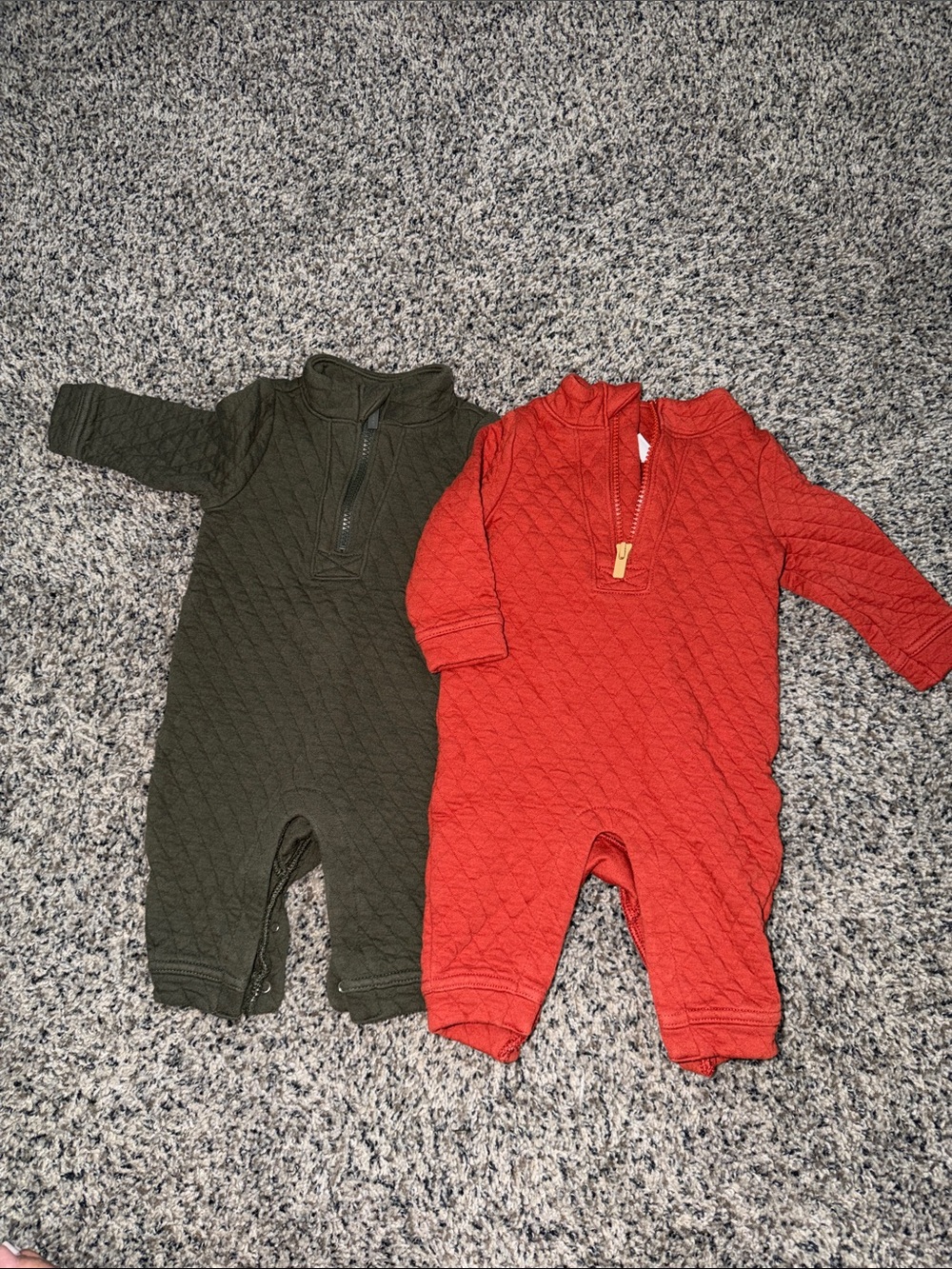 Old Navy Quilted One-Piece Bodysuits - Olive Green & Red